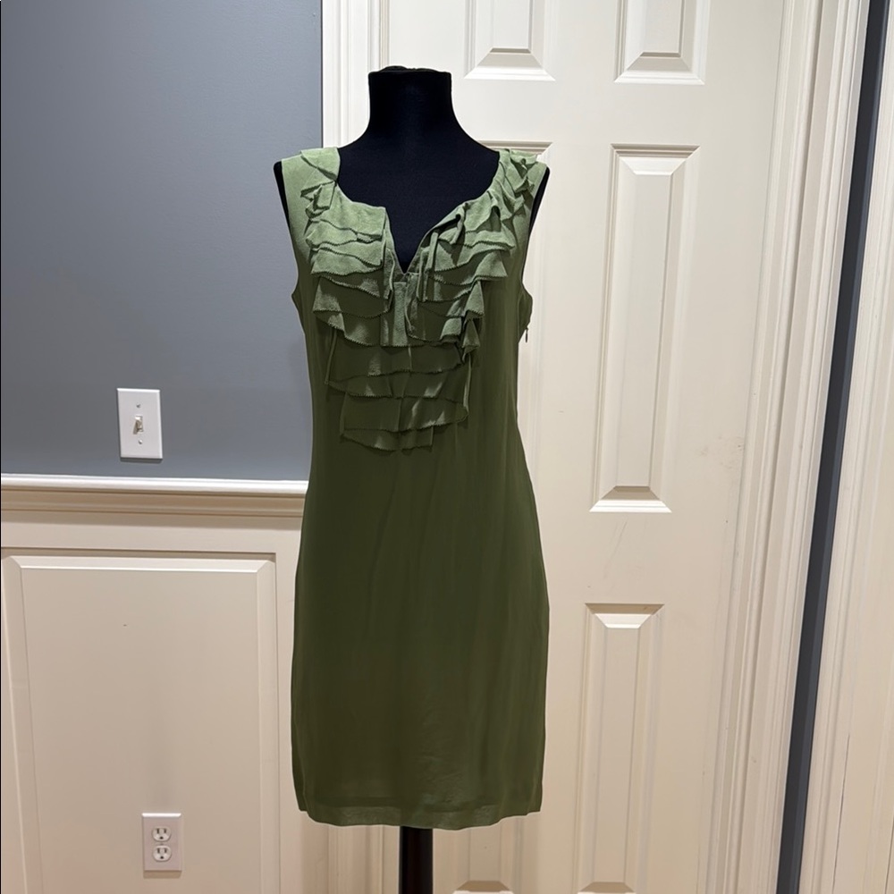 Banana Republic Green Ruffled Sheath Dress